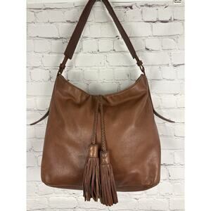 Margot Handbag Womens Brown Leather Tassels Magnetic Hobo Shoulder Bag